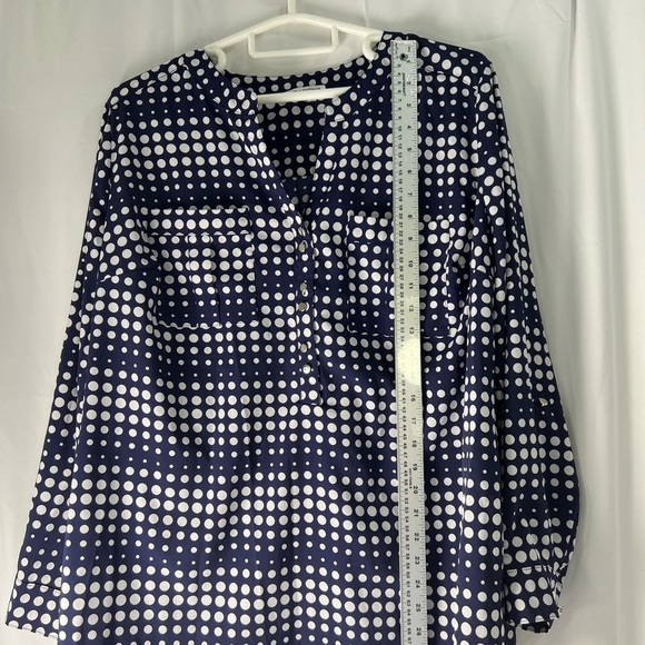 Notations Navy and White Polka Dot Blouse - Picture 6 of 12